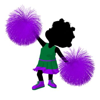 Little african american cheer girl on a white background