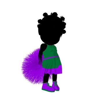 Little african american cheer girl on a white background