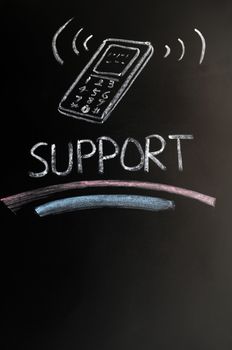 Support concept drawn in chalk on a blackboard