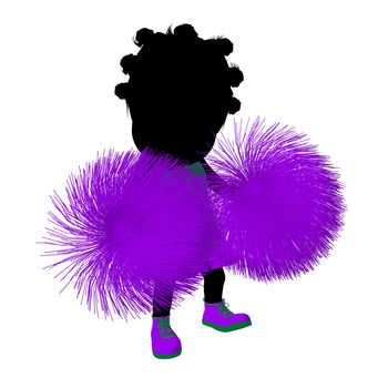 Little african american cheer girl on a white background