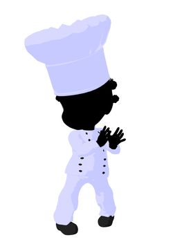 Little african american chef girl on a white background