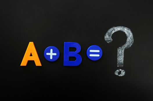 Math formula of A plus B on a blackboard