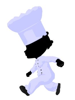 Little african american chef girl on a white background