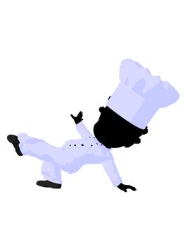 Little african american chef girl on a white background