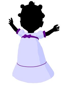 Little african american romance girl on a white background