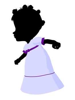 Little african american romance girl on a white background