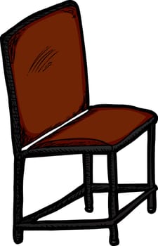 Isolated chair with red seat over white background