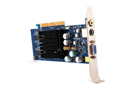 video card with three outputs on a white background