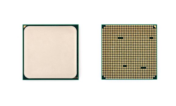 two CPU closeup on white background