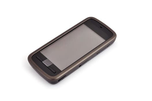 touchscreen mobile phone on white background