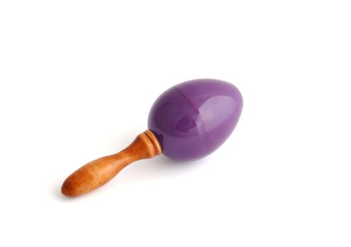 maraca with a wooden handle on a white background