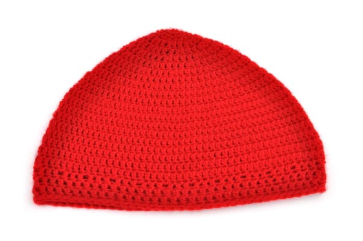 red woolen cap with a white background