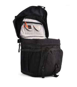 open Camera bag on a white background