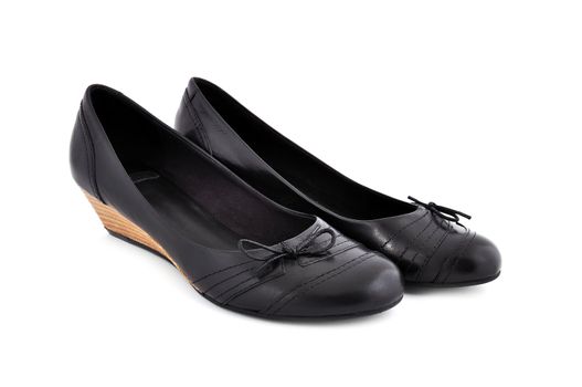 black ladies shoes on a white background