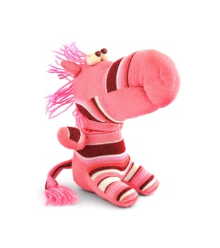 pink soft toy on a white background