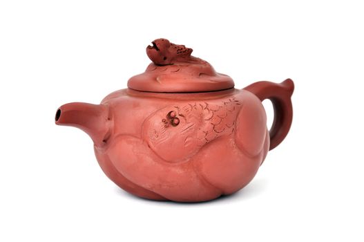 brown ceramic teapot on a white background