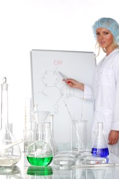 Woman  conducting a chemical experiment