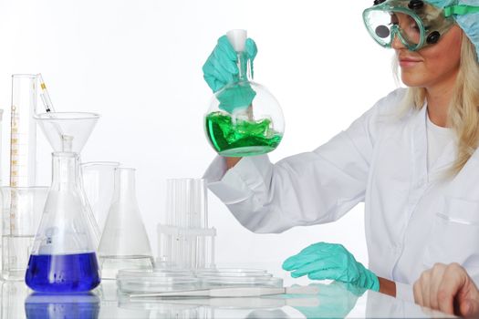 Woman  conducting a chemical experiment