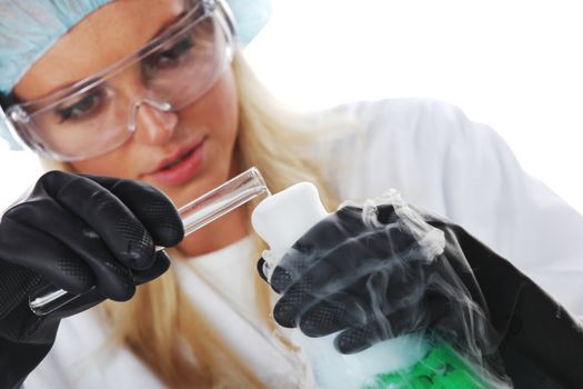 Woman  conducting a chemical experiment