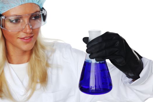 Woman  conducting a chemical experiment