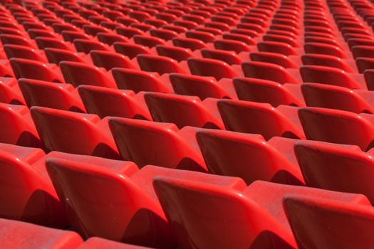 Empty soccer sport stadium bleacher seat chair row