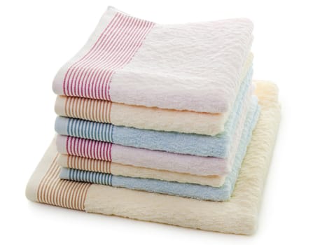 White clean cotton textile spa towel folded stack
