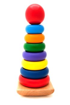 Learning child wood color block pyramid toy