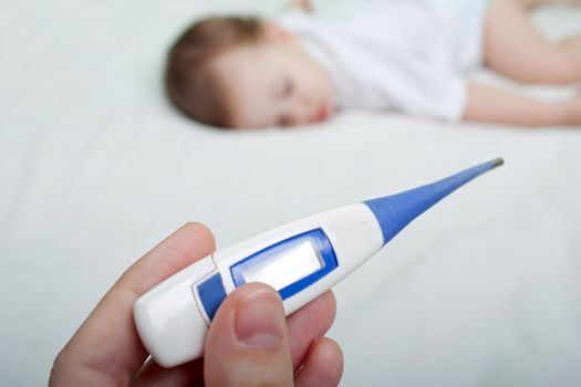 Little child medicine thermometer fever healthcare