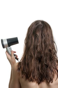 Human fashion - hair dryer in beauty women hand
