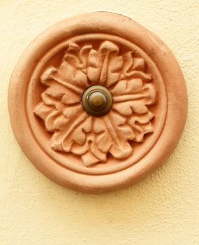 door bell in tuscan terracotta of Impruneta, Italy, Europe