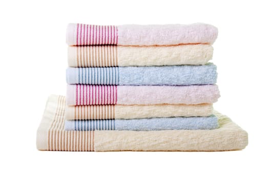 White clean cotton textile spa towel folded stack