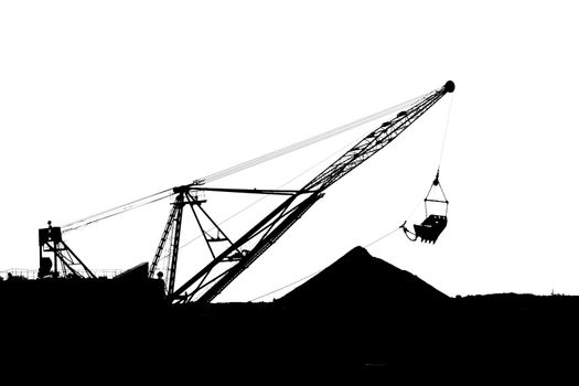 Silhouette a career dredge on a white background