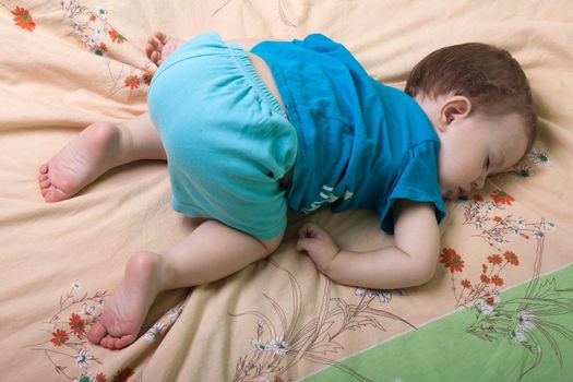 Little child sleeping in happiness and family love