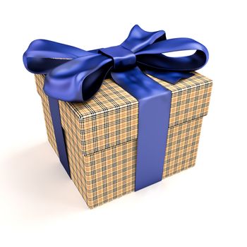 Gift box with a silk ribbon, isolated on white background