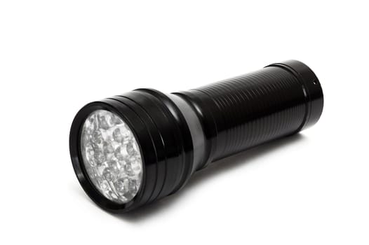 small black flashlight isolated on white background