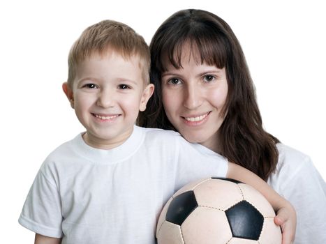 Black white football or soccer sport ball in hand