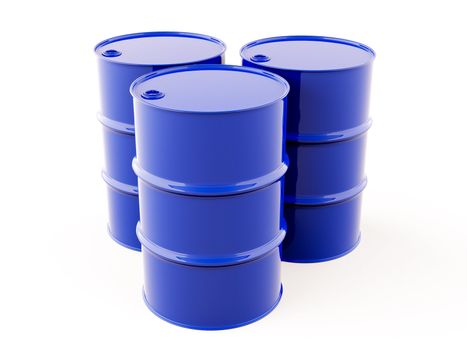 The blue metal barrel on a light background