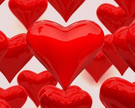 Volume brilliant heart of hearts on a background of other