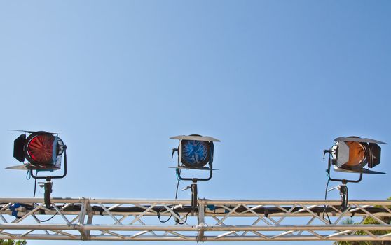 Reflector in an outdoor theater with blue sky background