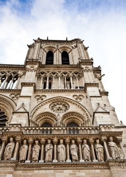 Detail of gothic Cathedral of Notre Dame in Paris