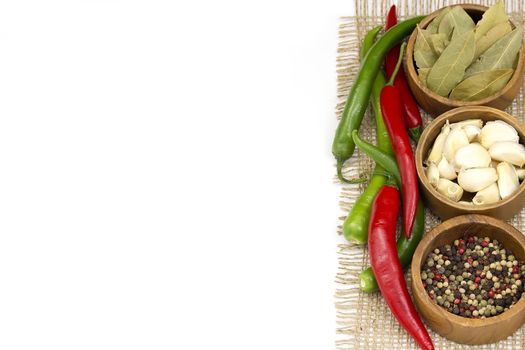 Red hot chili peppers, garlic and spices