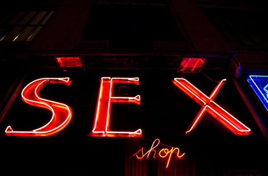 Paris - Detail of sexy shop sign, no copyrighted logo
