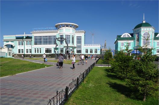 building of suburban railway station.Omsk.Russia. 