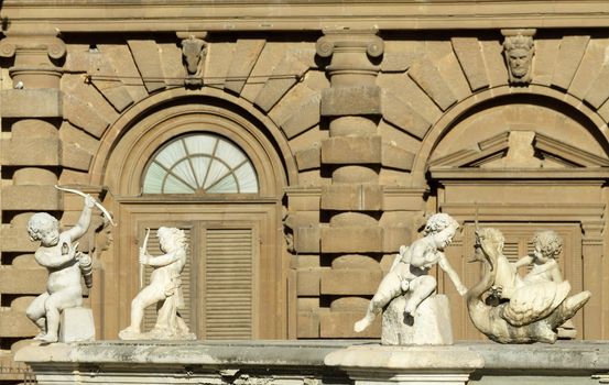 detail with playing cherubs of the Fountain of Artichoke ( italian :Fontana del Carciofo) , Boboli Gardens, Pitti Palace, Florence , Italy