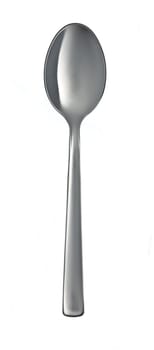 silver shiny table spoon over whte top view