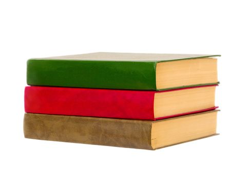 stack of three tomes on white isolated