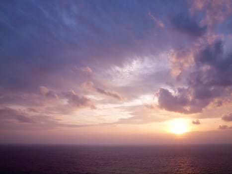 Romantic sea with beautiful twilight sky in Thailand