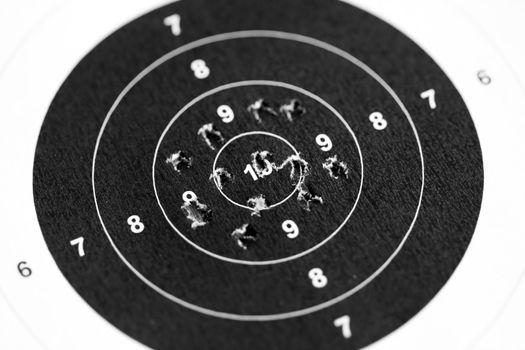 Sport shooting circle target accuracy bullet hole