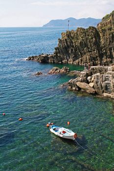 Italy. Cinque Terre. Riomaggiore village. Coastline 