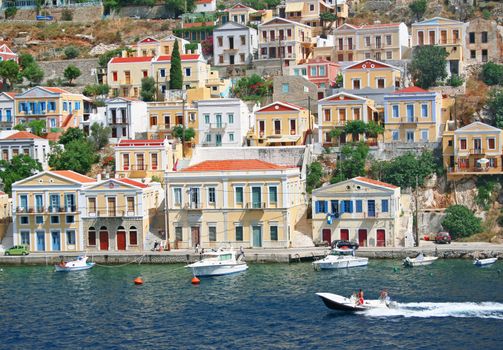 Greece. Dodecanesse. Island Symi (Simi). Colorful houses 